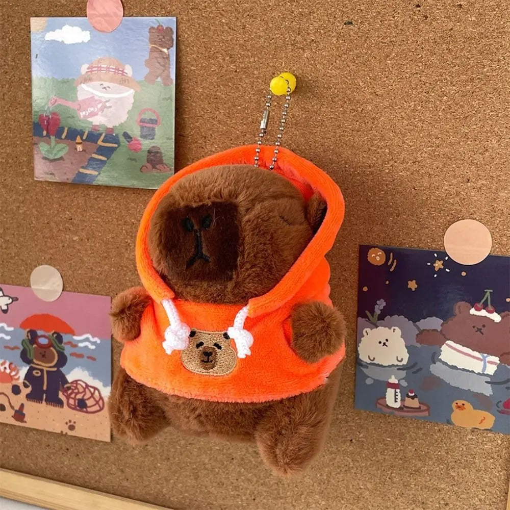 Capybara With a Hoodie Plush Toy Keychain