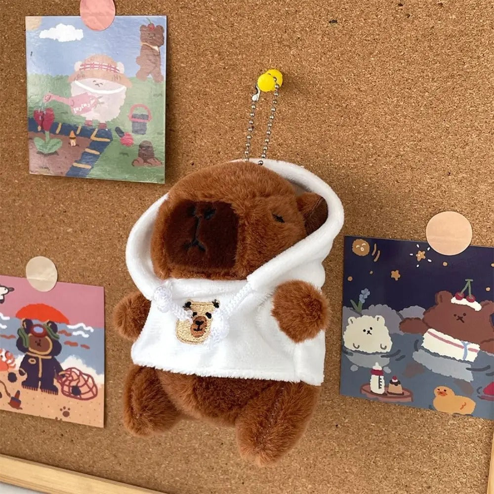Capybara With a Hoodie Plush Toy Keychain