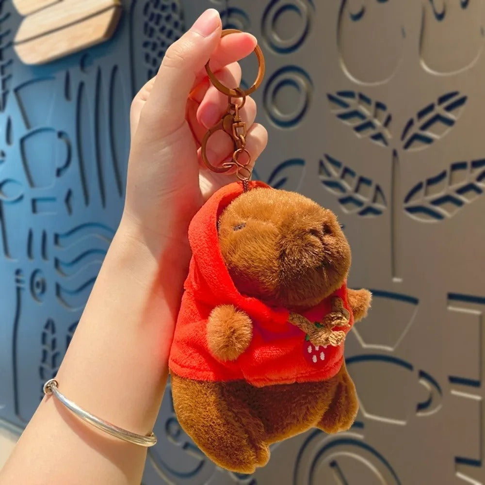 Capybara With a Hoodie Plush Toy Keychain