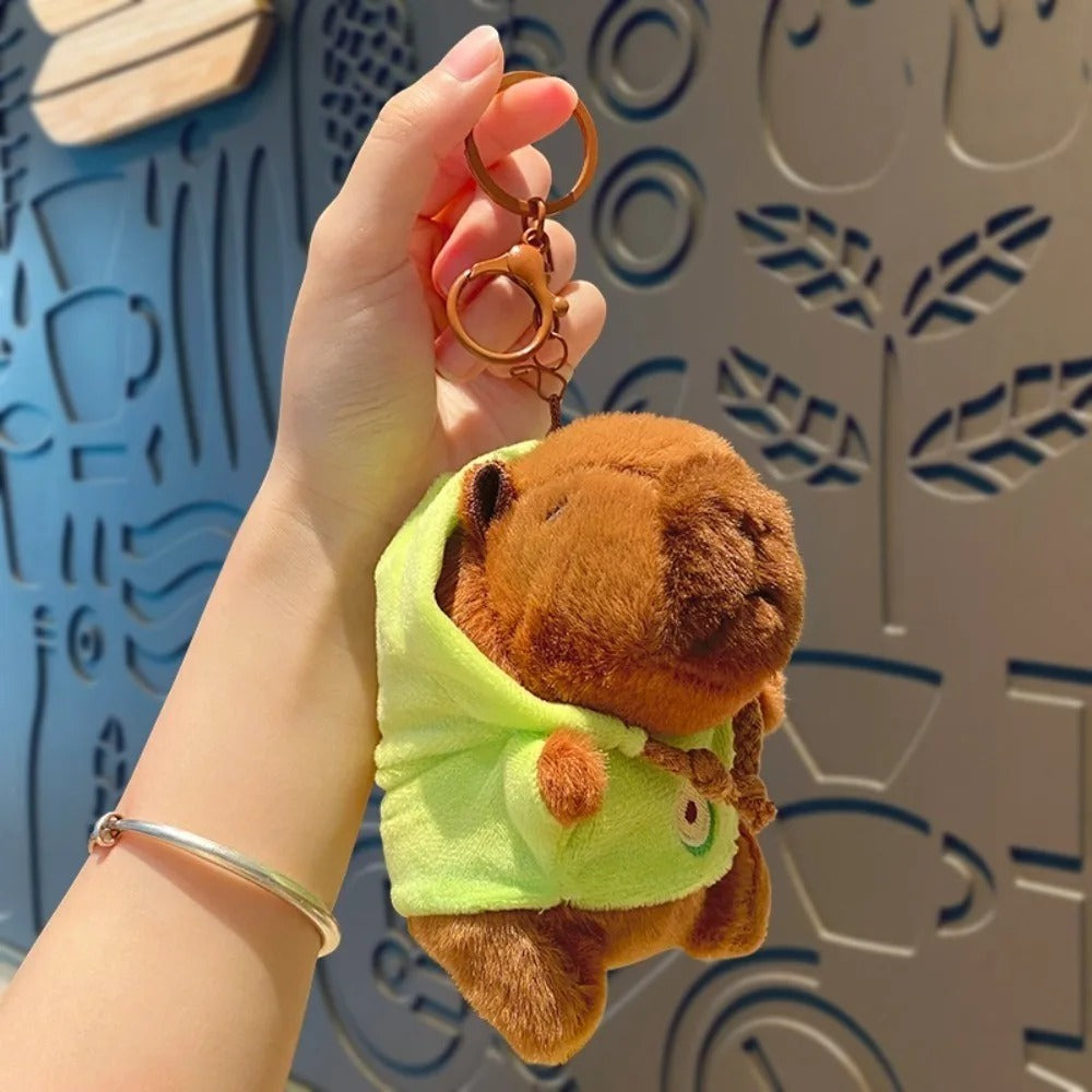 Capybara With a Hoodie Plush Toy Keychain