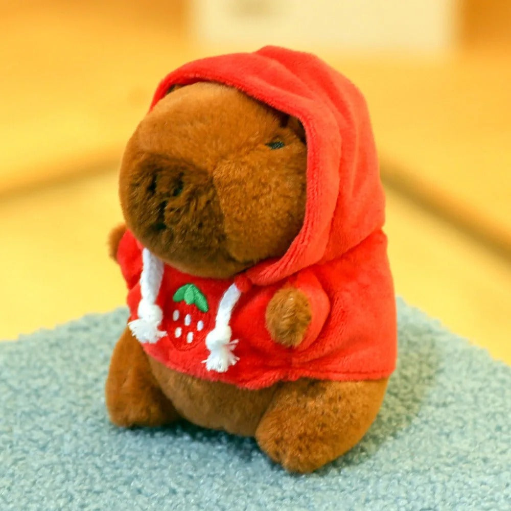 Capybara With a Hoodie Plush Toy Keychain
