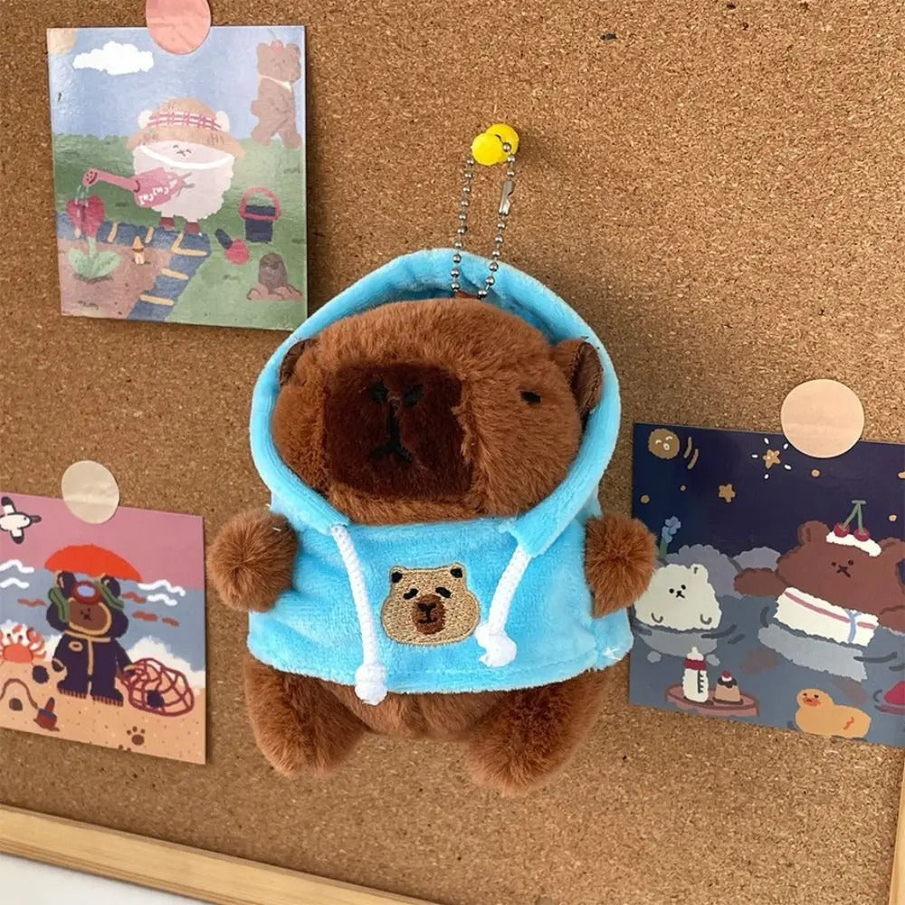 Capybara With a Hoodie Plush Toy Keychain