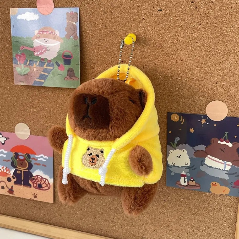 Capybara With a Hoodie Plush Toy Keychain