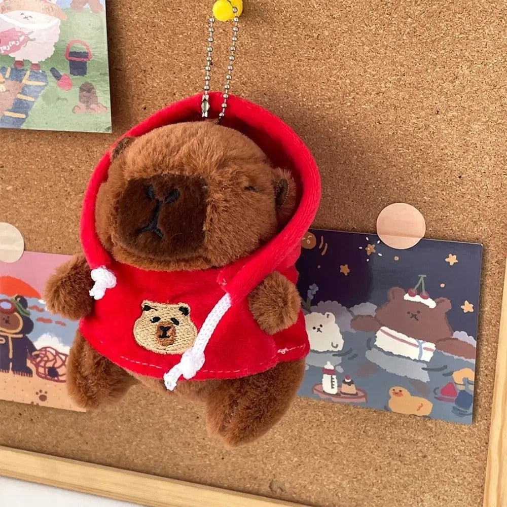 Capybara With a Hoodie Plush Toy Keychain