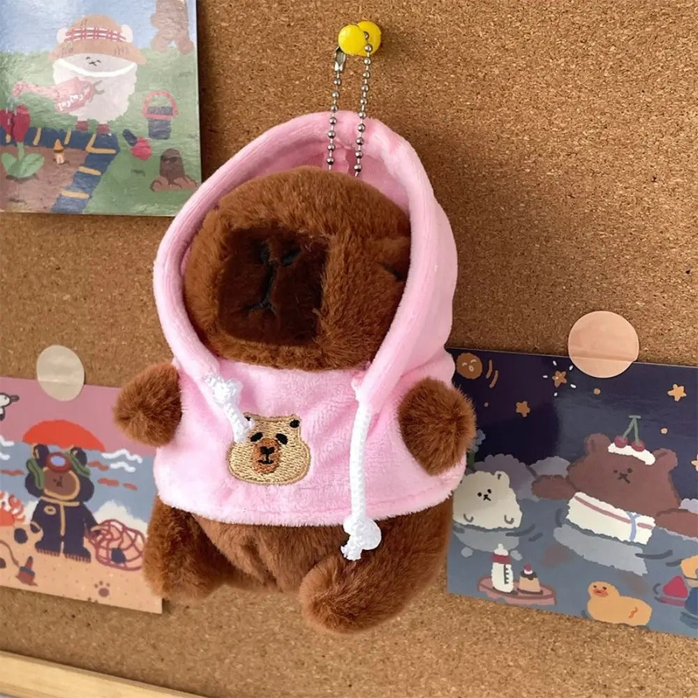 Capybara With a Hoodie Plush Toy Keychain