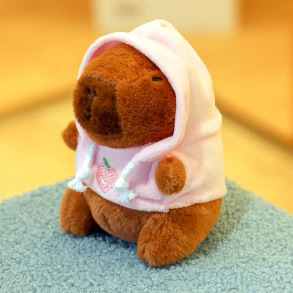 Capybara With a Hoodie Plush Toy Keychain