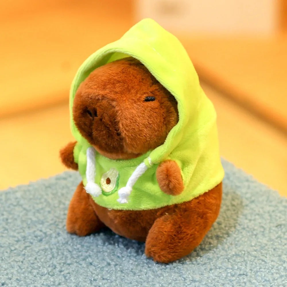 Capybara With a Hoodie Plush Toy Keychain