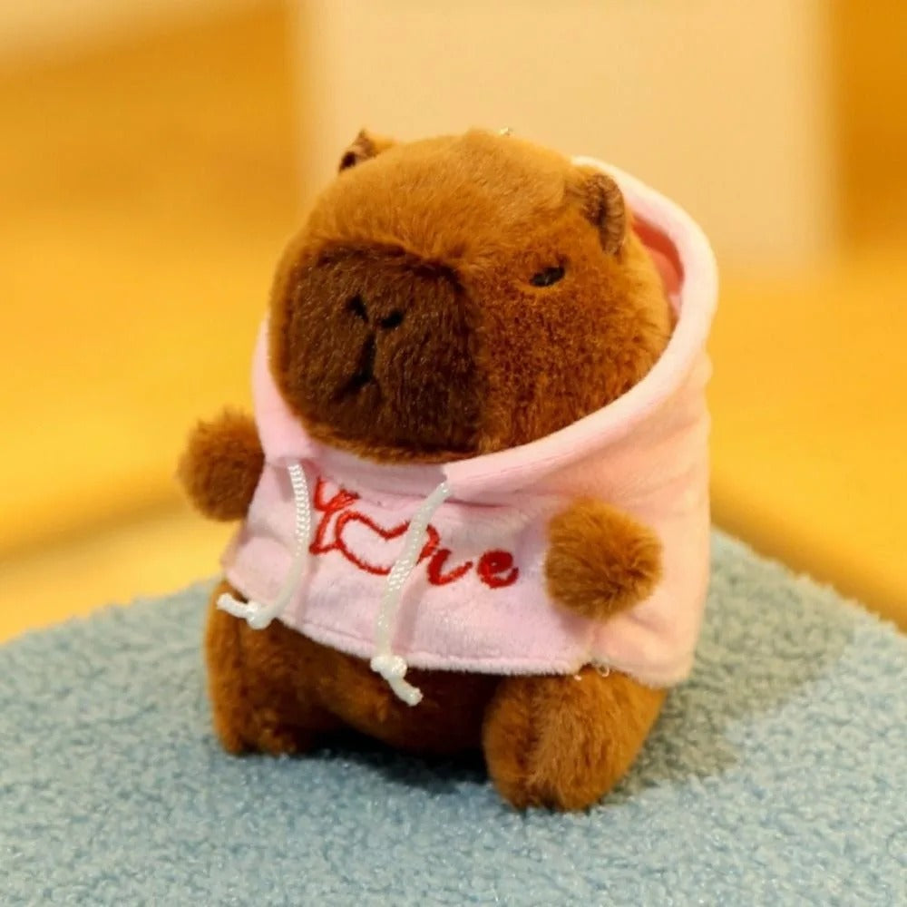 Capybara With a Hoodie Plush Toy Keychain