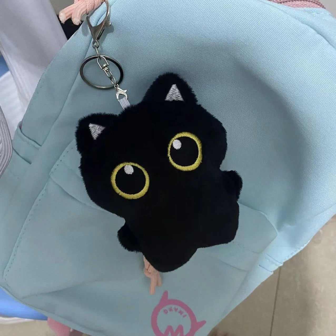 Cute Black Cat Plush Toy Keychain