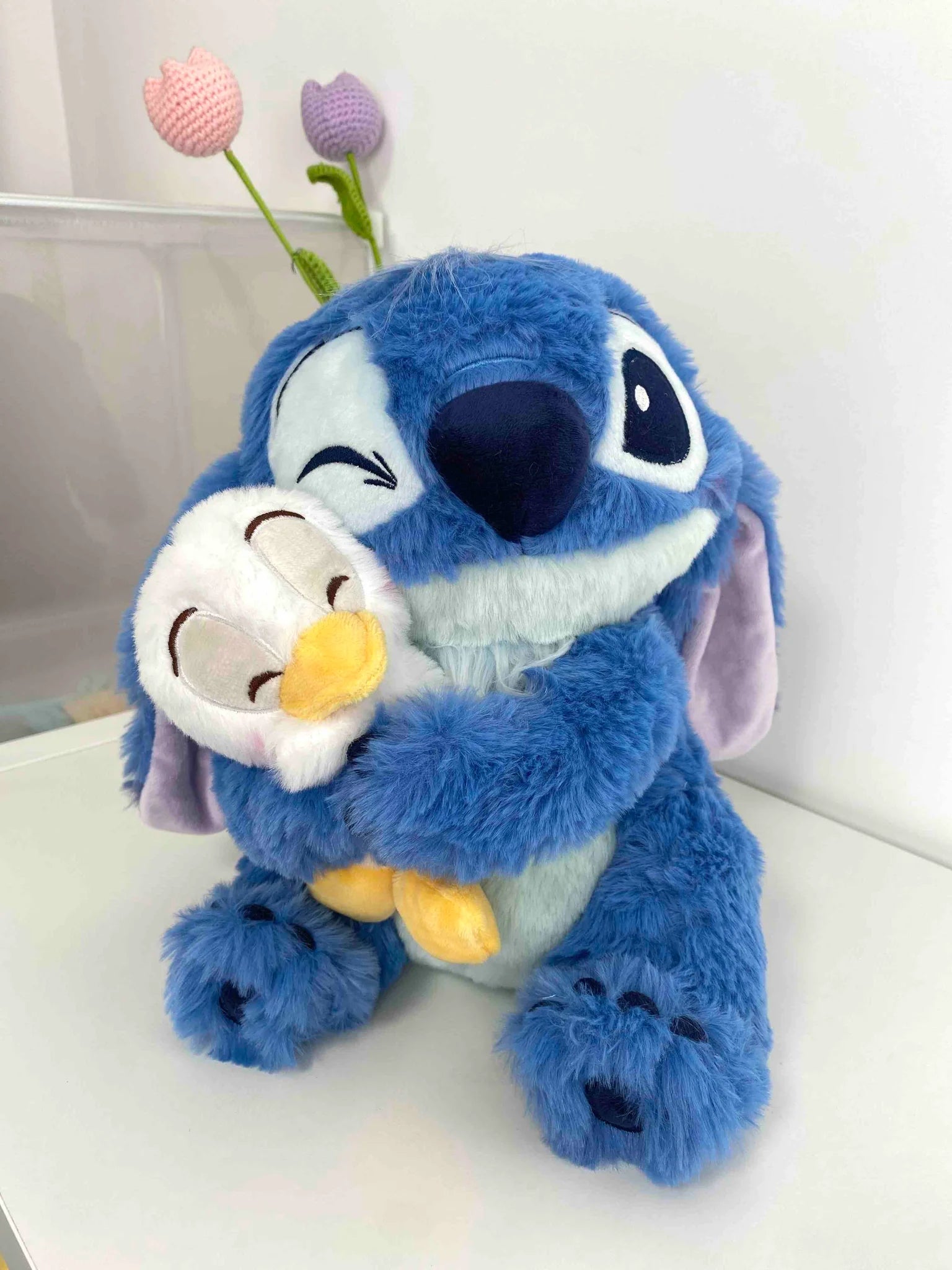 Disney Stitch Hugging a Small Friend Plush Doll