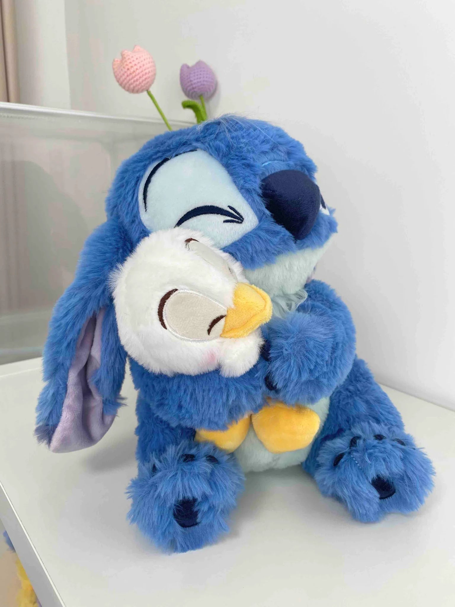 Disney Stitch Hugging a Small Friend Plush Doll